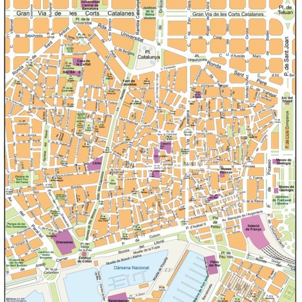 barcelona old town vector map