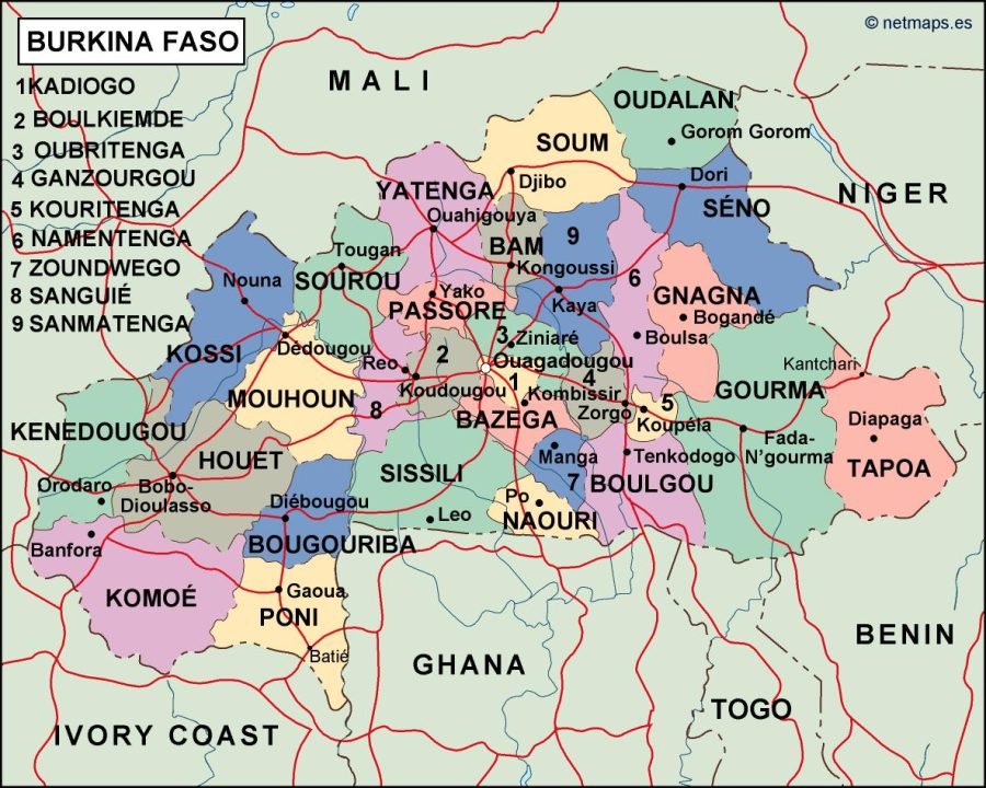 burkina faso political map