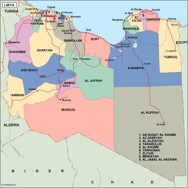 lybia political map