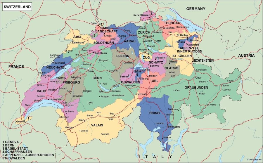 switzerland political map