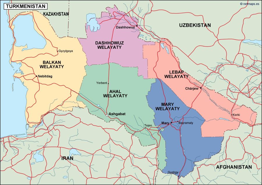 turkmenistan political map
