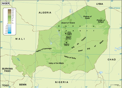 Niger physical map