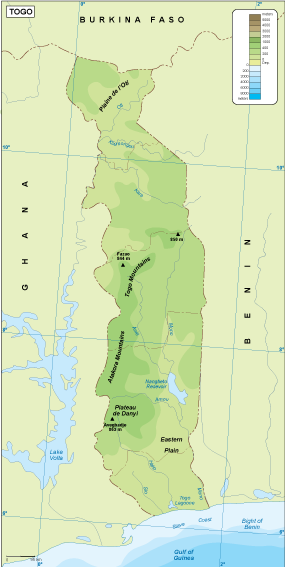 Togo physical map