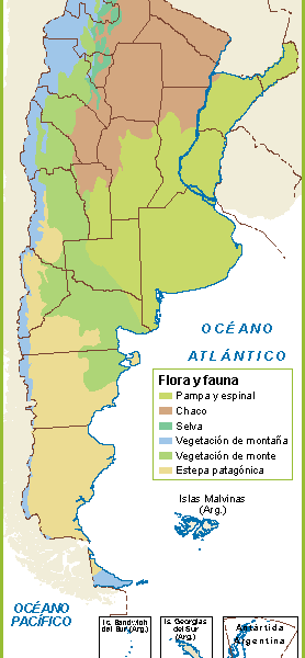 Argentina mapa flora fauna