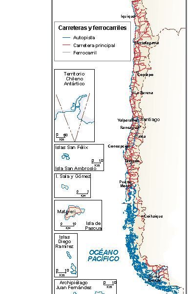 Chile mapa comunicaciones