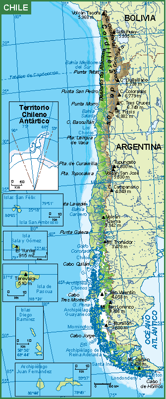 Chile mapa fisico
