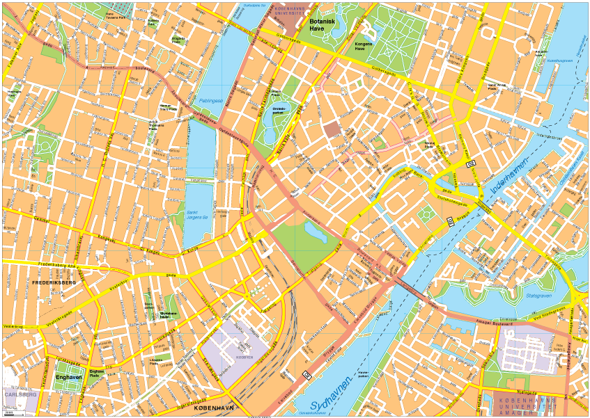 Copenhagen Vector EPS Map